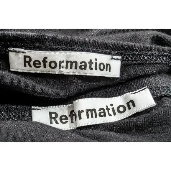 Reformation Top Skirt Set Black Rylan Two Piece Knit Twist Front Misses Size L - Picture 8 of 11